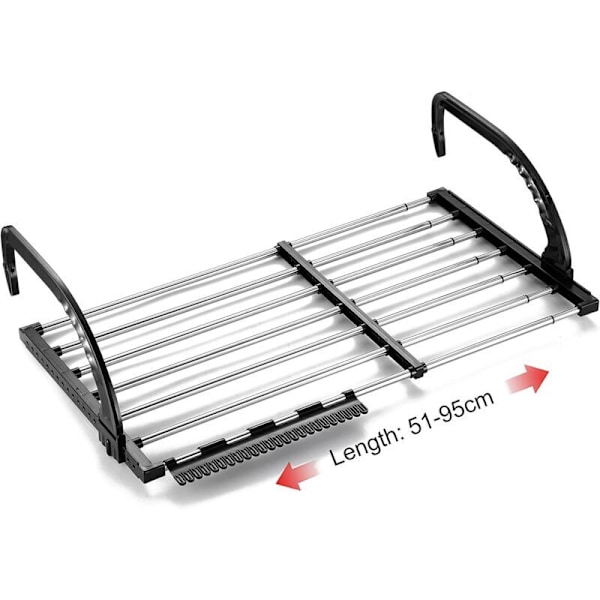 Balkong-/radiator-/veggklesstativ, sammenleggbart klesstativ i rustfritt stål, teleskopisk tørkestativ (lengde: lengde: lengde: lengde: lengde: lengde: leng