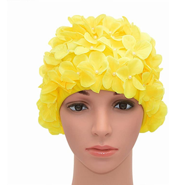 Vintage badedragt til kvinder, blomsterprint, retro-stil, gul