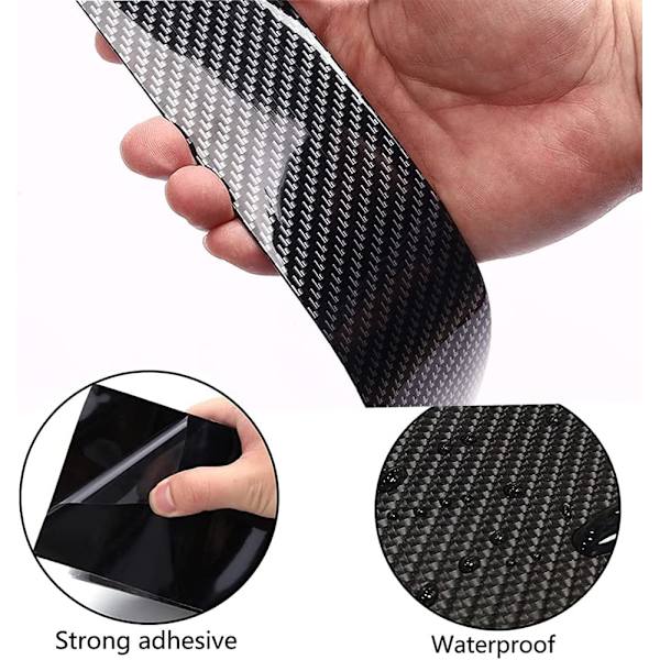 7*10M Carbon Fiber Sticker Stødfangerbeskytter, Vandtæt Selvhæftende Anti-Scratch Sticker Strimmel - Bil Dørtrin Sticker til Motorcykler, Computere,