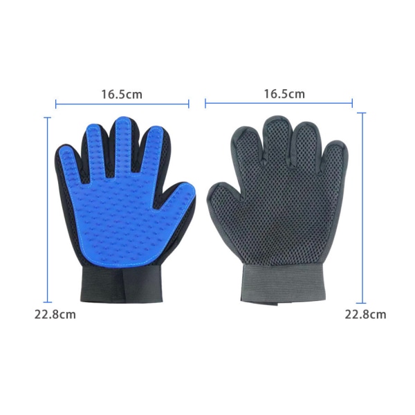 Pet Dog Cat Grooming Gloves (Blå) Gentle Shelter Brush Gloves Efficient Pet Shelter Gloves Massage Tool for Long/Short Fur Dogs, Cats, Rabbits, Hor