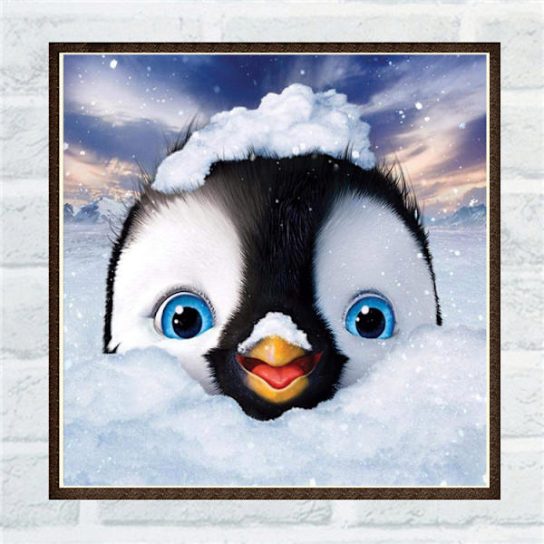 5D timanttimaalaus täysi pyöreä pora sarjat liima taide käsityöt kodin seinäkoriste pingviini katso minua 30x30cm