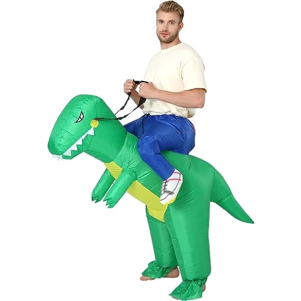 Kostume (grøn) oppustelig dinosaur til voksen oppustelig dinosaur
