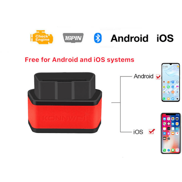 KW903 Bluetooth 5.0 Bilkodläsare Diagnostikverktyg, Svart Orange