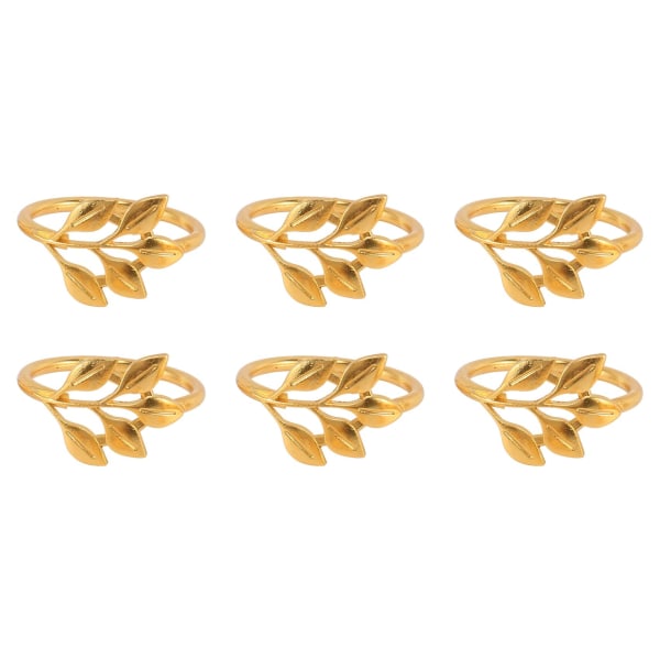 6 stk/pakke Hotel Rings Holder Blader Spenne Jul Bryllupsfest Gull Middagsbord Dekorasjon
