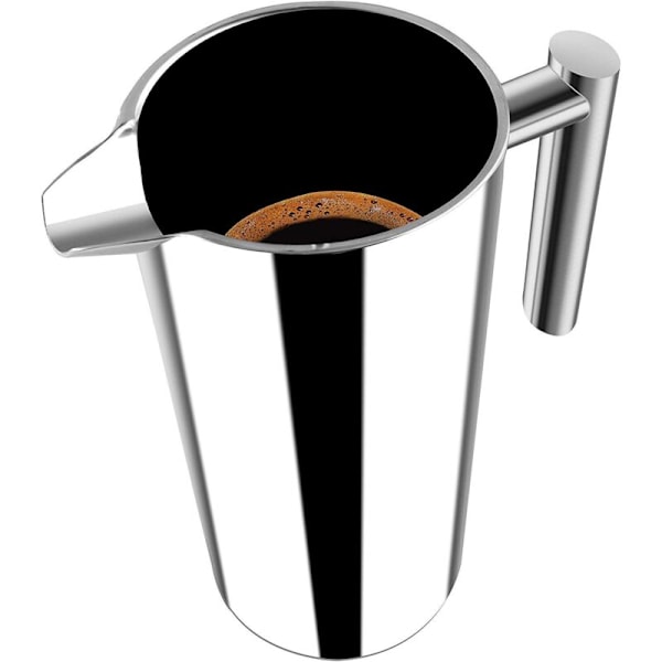 Kaffebryggare - Dubbelväggig rostfritt stål - kaffebryggare - Franiac kaffepress - kaffebryggare - Froan pressystem med rostfritt stålfilter
