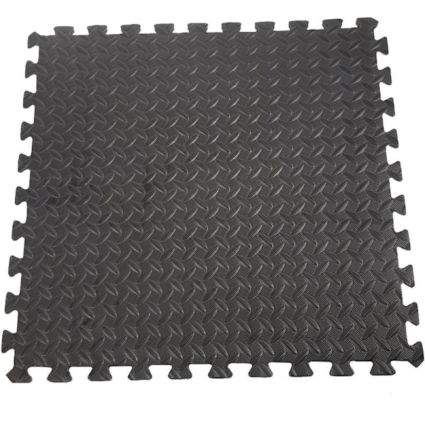 Kuntosali lattiamatto 12 suojaavalla vaahtomuovilevyllä 63 cm x 63 cm musta