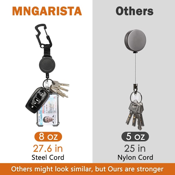 1-pack Retractable Key Chain, Multi-Tool Karabiner Badge Holder, Svart