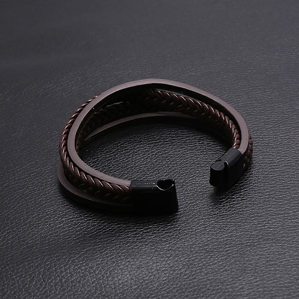 Läder brunt armband, vattentätt armband för män, julklapp nyår födelsedag armband presenter till pojkvän make pappa son