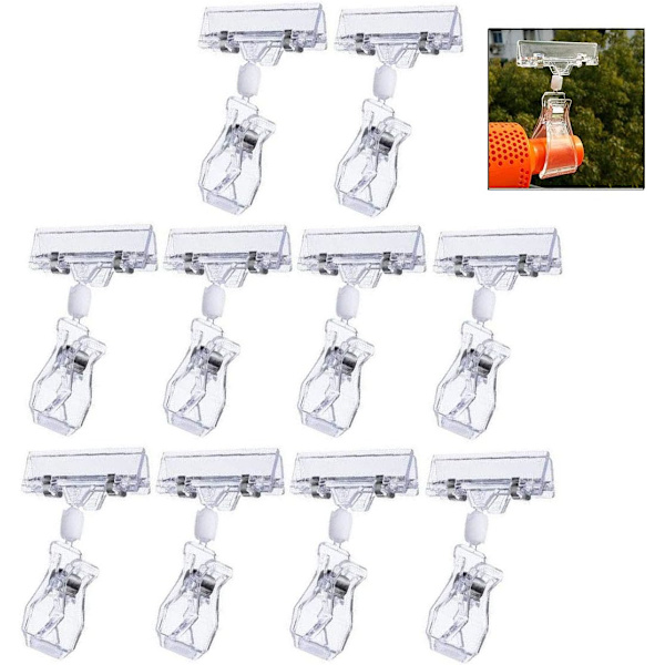 10 stk. etiketindehaver, plastik etiketindehaver, skiltindehaver, vareindehaver, indehaver