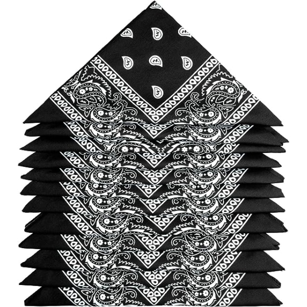 Bandanas (sorte), 12 stk. Paisley tørklæder, pandebånd, lommetørklæder til mænd og kvinder