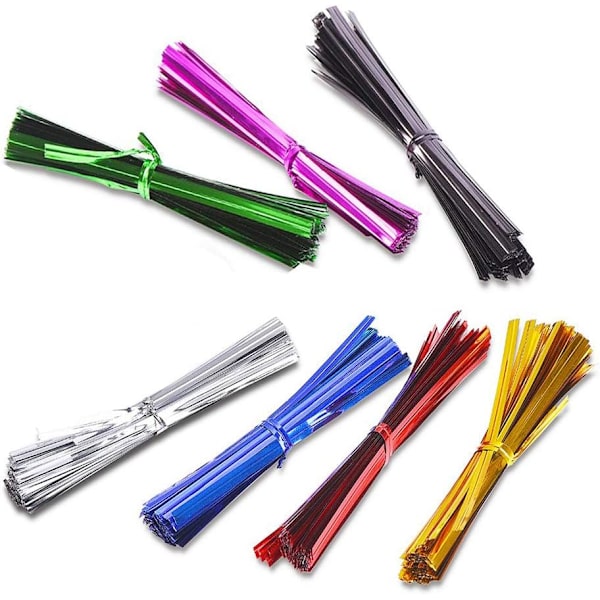700 Pack Metallic Twist Ties Färgglada slipsar för cellofanpåsar Fest Cello Cake Pops 7 färger