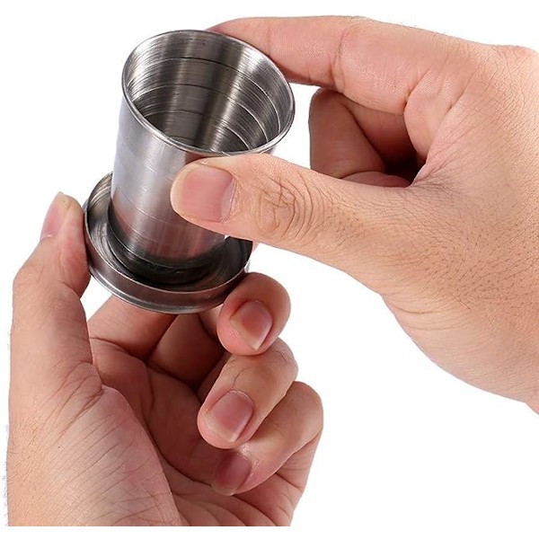 150ML Hopvikbar Mugg i Rostfritt Stål Teleskopmugg Nyckelring Stapelbar Vinglas Utomhus Dricks Teleskopflaska Camping Hopvikbar Wa