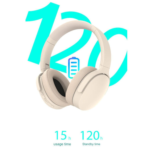 Bluetooth-headset, smart brusreducering, trådlöst headset HiFi hopfällbart, ergonomiskt (Khaki)