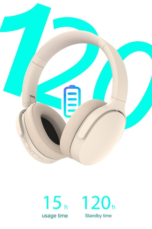 Bluetooth-headset, smart støjreduktion, trådløst headset HiFi foldbart, ergonomisk (Khaki)