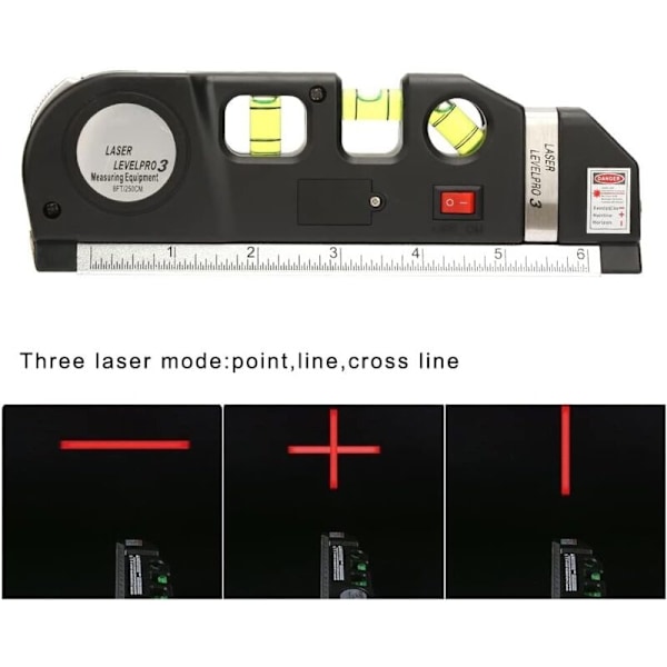 4 in 1 monipuolinen laser-vatupassi, joka mittaa horisontaalisen nauhan pystysuuntausta korkean tarkkuuden pisteviivalla rakentamiseen
