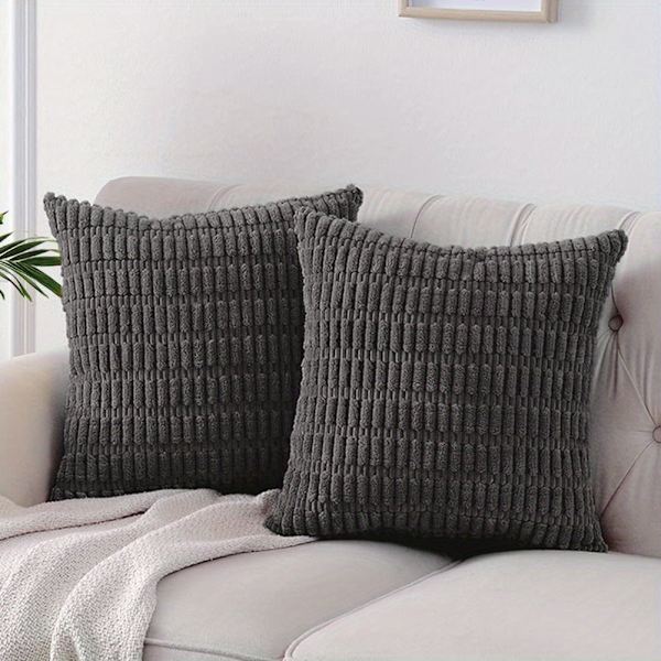 Textil 2-pack Corduroy Dekorativa Kuddfodral 18x18 Tum Mjuk Boho Randig Kuddfodral Modern Lantgård Heminredning Soffa Kuddfodral