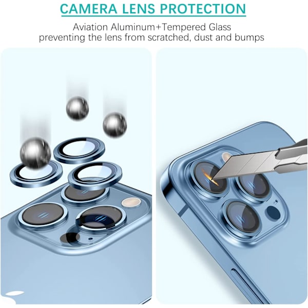 Bakre kameraskydd kompatibel med iPhone 14 Pro/14 Pro Max, HD Anti Scratch Härdat glas Mobiltelefonsskydd, Linsfodral för iPhone 14