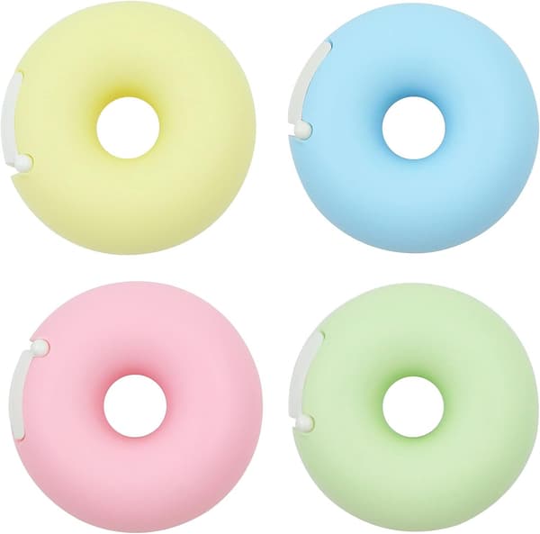 Sett med 4 filmtape-dispensere - Mini Donut-formet tapekutter Acce