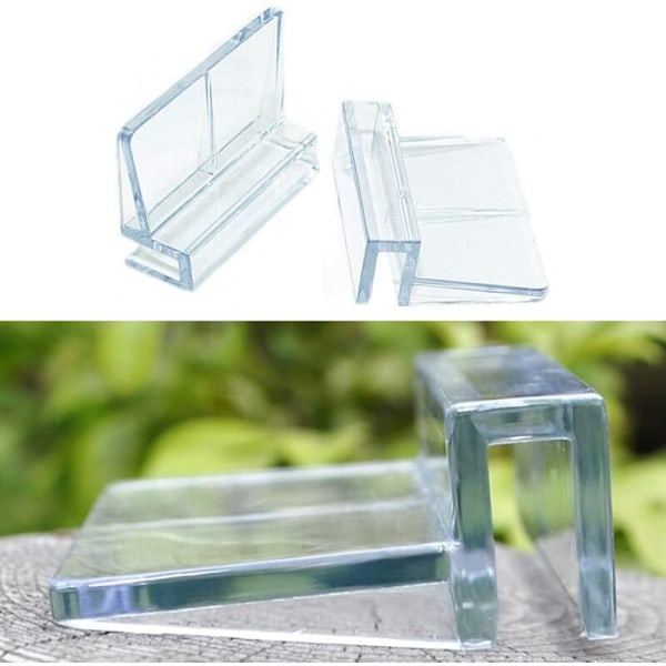 Akvarie Glasbeskyttelsesclips, Akvarie Støtteclips, Akrylholdere, Akvarie Støtteklemme, Akvarie Tilbehør (6mm Tykt Glas), 4 stk