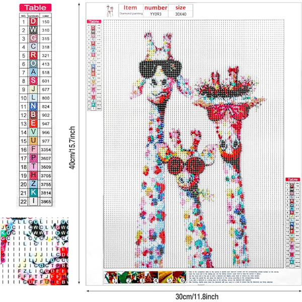Full Diamond Painting Kit for Voksne og Barn 5D Giraff Diamant Kunst og Håndverksett Diamantmaling etter Nummersett Perfekt for Hjemmeveggdekor 30 x