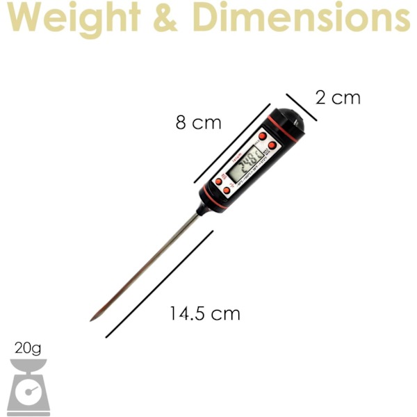 Digital Termometer i Rostfritt Stål för Matlagning, Kött, Grillning, BBQ, Hemkök