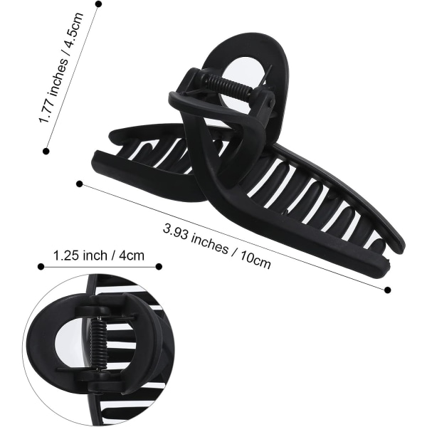 Svart - 5 store hårklemmer, store sklisikre hårklemmer for kvinner, jenter, tykt hår, tynt hår