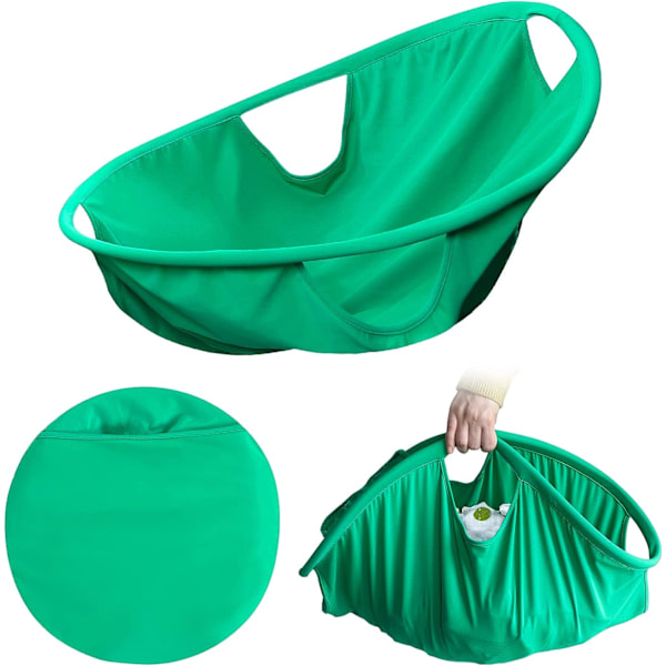 Bärbar hopfällbar smutstvättkorg, rund hopfällbar smutstvättkorg i nylon, smutstvättpåse, mjuk hopfällbar tvättkorg, 21 tums skiva, grön