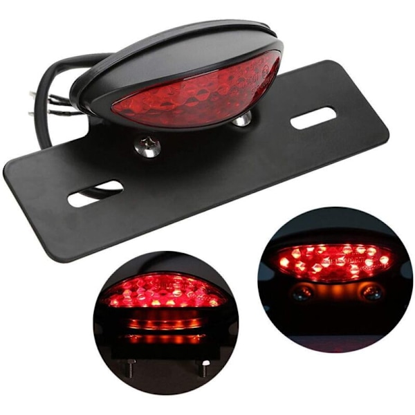 Motorcykel LED Rød Baglygte Bremse Stop Nummerpladelygte Universal Modificeret Retro