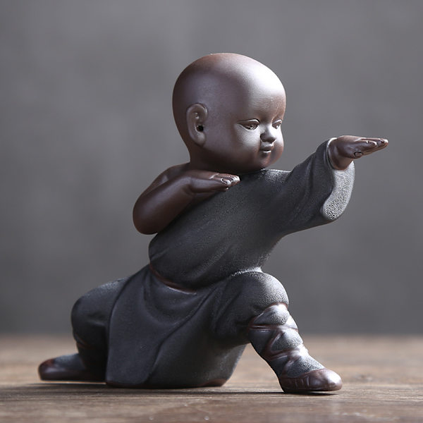 Mini Mönk Ornament Buddha Staty Kung Fu Tepet Zen Trädgård Te Brick Figur Kung Fu Te Brick Bil Hem Kontor Dekoration