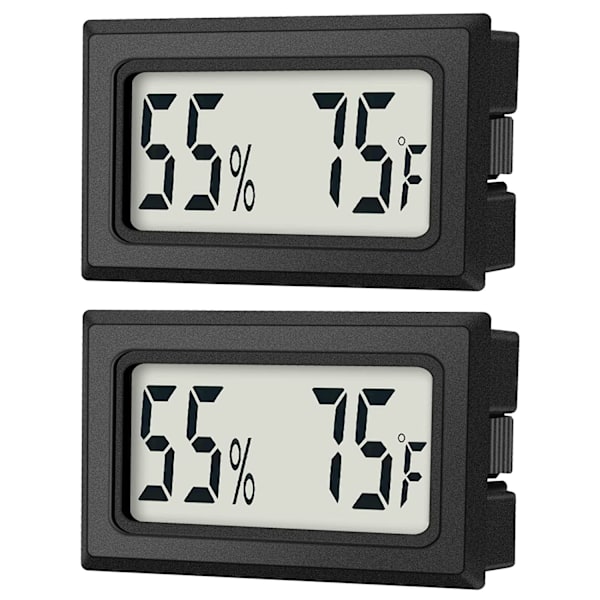 Mini digital termometer 2-pack hygrometer inomhus fuktighetsmätare temperatur fuktighetsmätare mätare med Fahrenheit (℉) för humidorer, växthus, Ga