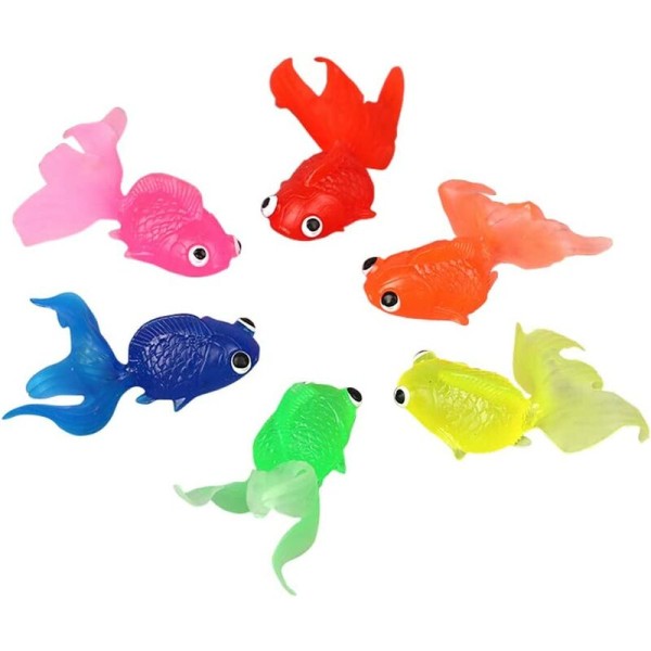 Gummi Lille Guld fisk Simulation Lille Guld fisk Flydende Fisk Ornament Dekoration til Akvarier Farverige Dekoration Flydende Landskab Ornamenter 6 stk
