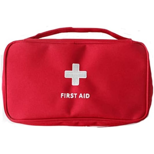 1 x tom sikkerhedsførstehjælpstaske, bærbart rejseførstehjælpssæt Mini medicinsk taske, tom medicinpakke opbevaringstaske (rød)