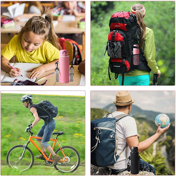 (Sort, Pink) 2-delt vandpose, 8 x 23 cm stor flaskeholder med justerbar skulderrem, egnet til sport, vandreture, cykling, rejser, skole.