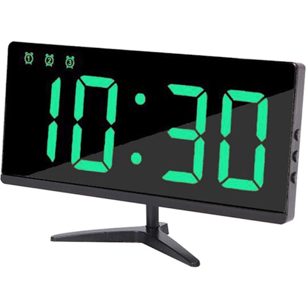 Digital väckarklocka, LED-väckarklocka, LED-display med 4 ljusstyrkeinställningar, temperatur, datum, USB-laddningsportar, enkel användning