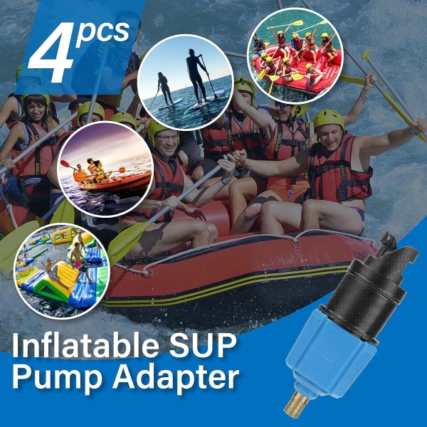 4 munstycken Sup pumpadapter luftpumpkonverter, båtluftventil adapterkit, uppblåsbara pumpadaptrar för kajak, stand up paddle board, uppblåsbar säng