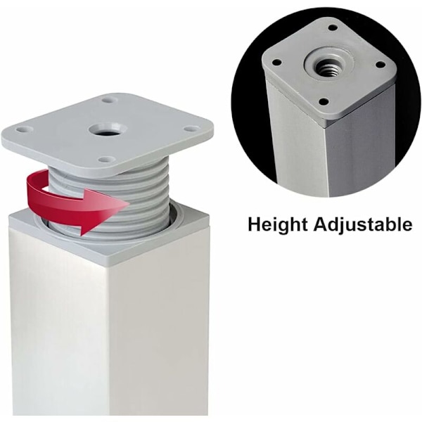 Justerbara möbelfötter, 4 skåpfötter 50 mm Justerbar höjd 0-20 mm aluminium bordsfötter för kontor, soffor och DIY-möbler