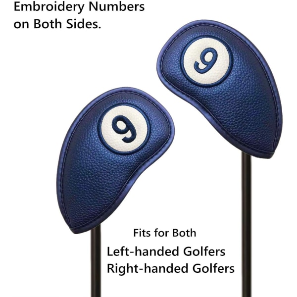 Blå - 11 delar Golf Club Cover Järn Cap Protector Magnetic Clos