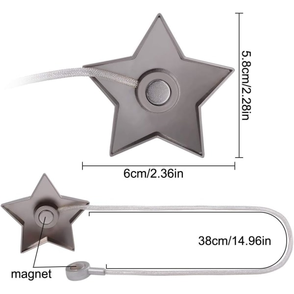 2PC Star magnetisk gardinaftrækker (sølv), Gardinaftrækkergardin