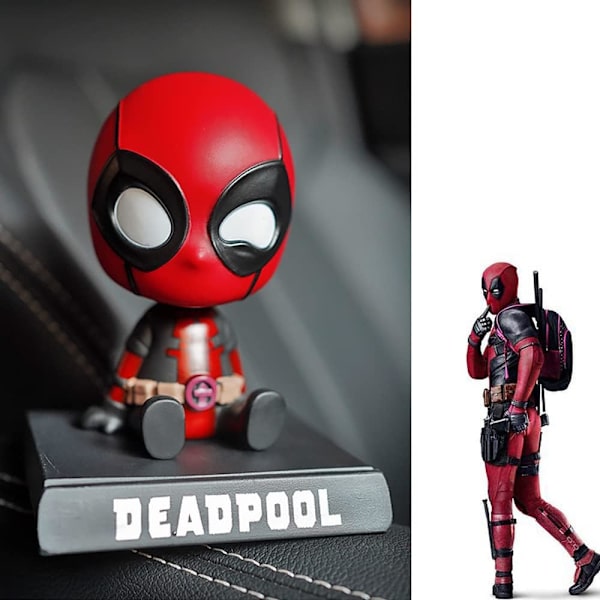 Hahmo bobblehead-nukke matkapuhelintelineellä/auton kojelaudan matkapuhelinteline punainen
