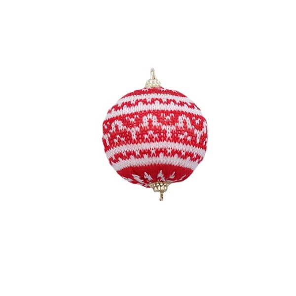Julgranskula i form av stickad boll, dekoration att hänga