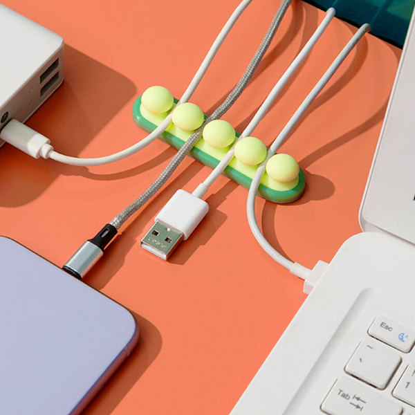 Sæt med 3 USB-kabelclips, ledningsholder, kabelstyring til bil, kontor, etableret, soveværelse, natbord