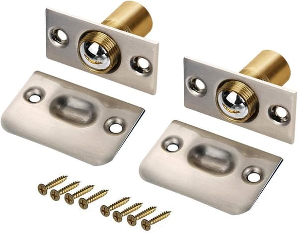 Kuglefang Messing 2 Styk Rustfrit Stål Spænde Lukning Flush Mount Skabsdør Justerbar Rulle Kugle Møbeldør Lås Sølv