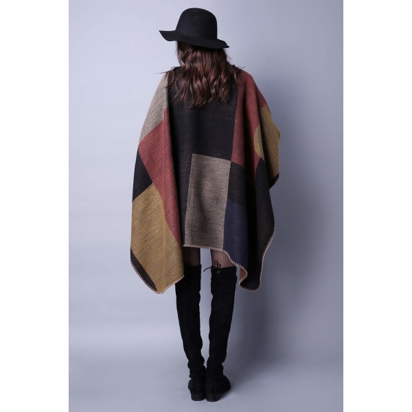 Dame Vintertæppe Sjal Wrap Åben Kappe Kappe Oversized Cardigan Sweater