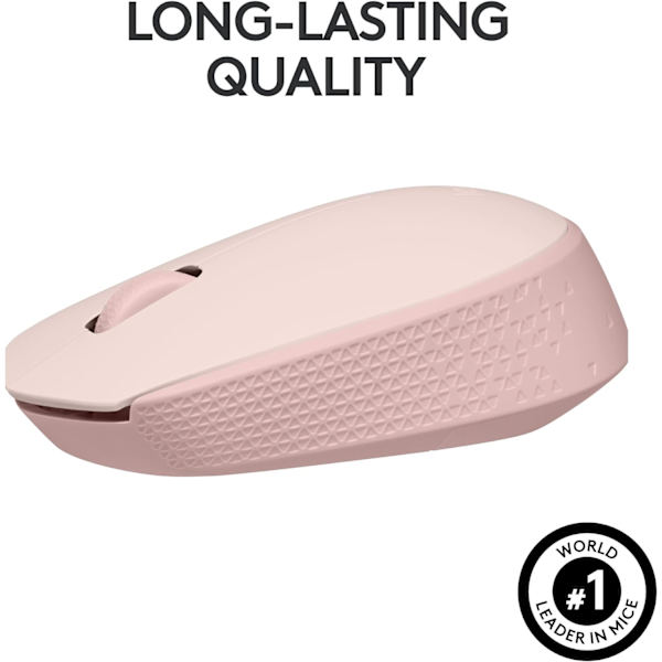 Trådløs mus for PC, Mac, bærbar PC, 2,4 GHz med USB-mini-mottaker, optisk sporing, ambidextrous - rosa