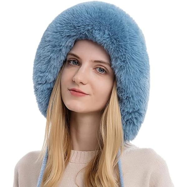Kvinnors vinterhattar varma huvtröjor vinterbalaclava pullover stickad hatt vinterbalaclava pullover stickad hatt(blå)