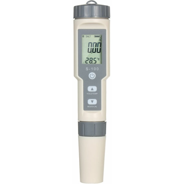 Tester til analyse af kvaliteten af drikkevand, såsom 4 i 1 saltholdighed/EC/TDS/TEM. Multifunktionel tæller med ATC-funktion til temperaturmåling