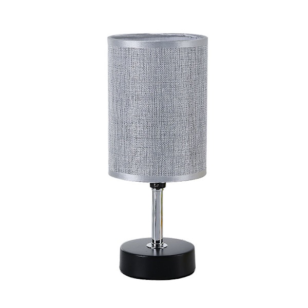 Nattbordslampe, soveromslampe med LED-pære, stuelampe, liten lampe (grå)