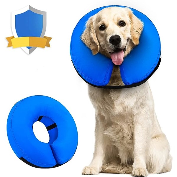 Blå L， Hundehalsbånd Oppblåsbart Beskyttende Hundehalsbånd Beskyttende Col