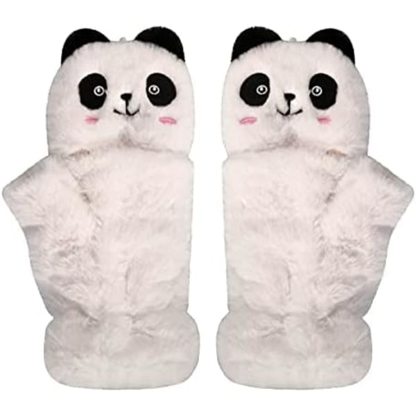 Kvinnor Vinter Fingerless Vantar Flickor Plysch Panda Handskar Luriga Varma Half Finger Cabriolet Handskar