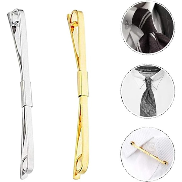 2-delad slipsnålset för män (guld och silver) klassiskt kragklämma set kragklämma brosch